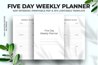 Five Day Weekly Planner KDP Interior
