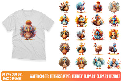 Watercolor Thanksgiving Turkey Clipart