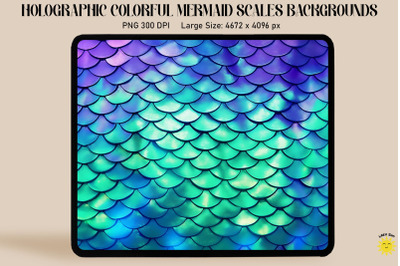 Holographic Mermaid Scales Background