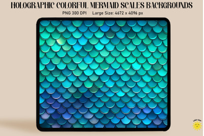 Holographic Mermaid Scales Background