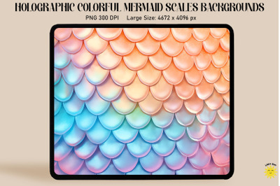 Holographic Mermaid Scales Background