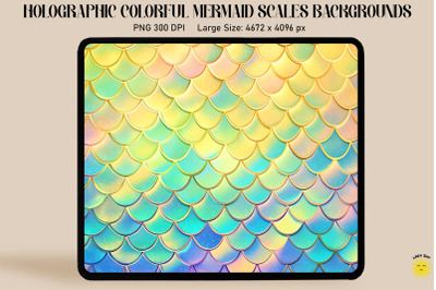 Holographic Mermaid Scales Background