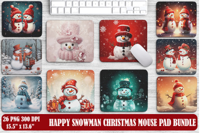 Happy Snowman Christmas Mouse Pad Design