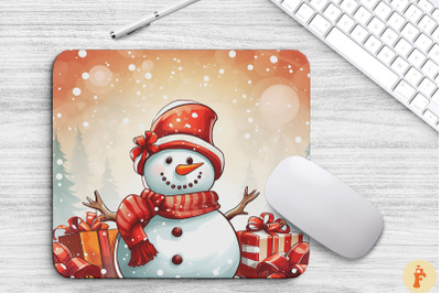 Happy Snowman Christmas Mouse Pad Design