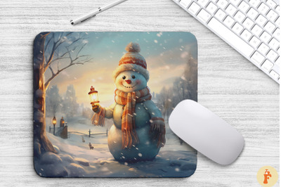 Happy Snowman Christmas Mouse Pad Design