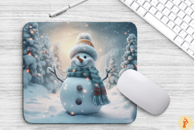 Merry Snowman Christmas Mouse Pad