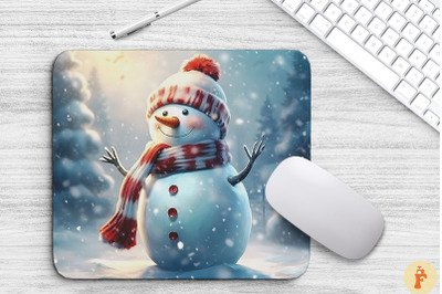 Merry Snowman Christmas Mouse Pad