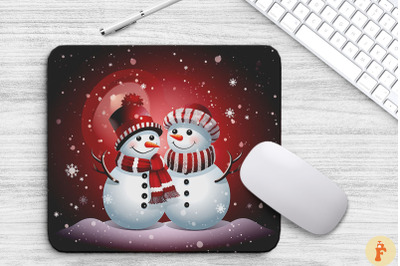 Christmas Snowman Couple Mouse Pad