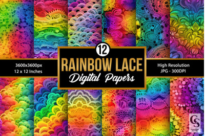 Rainbow Lace Pattern Digital Papers