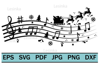 Christmas musical notes in svg format, cutting file
