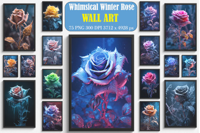 Beautiful Whimsical Winter Rose Wall Art