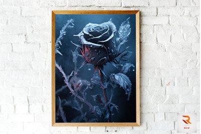 Whimsical Winter Black Rose Wall Art