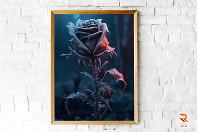 Whimsical Winter Black Rose Wall Art