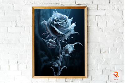 Whimsical Winter Black Rose Wall Art