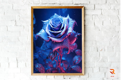 Whimsical Winter Blue Rose Wall Art