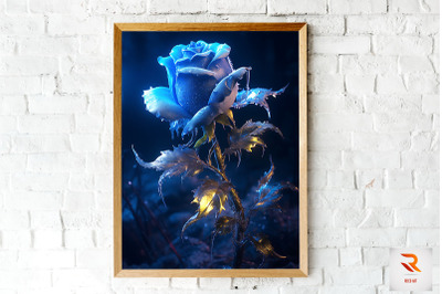 Whimsical Winter Blue Rose Wall Art