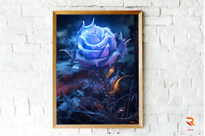 Whimsical Winter Blue Rose Wall Art