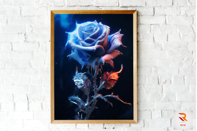 Whimsical Winter Blue Rose Wall Art