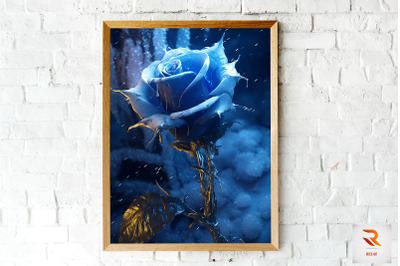 Whimsical Winter Blue Rose Wall Art