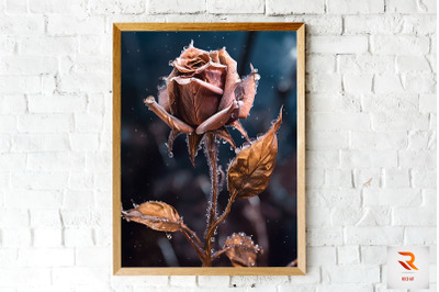 Whimsical Winter Brown Rose Wall Art