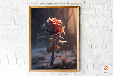 Whimsical Winter Brown Rose Wall Art