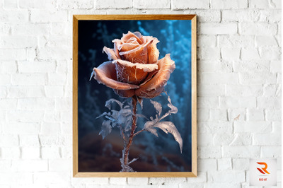 Whimsical Winter Brown Rose Wall Art