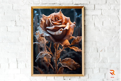 Whimsical Winter Brown Rose Wall Art