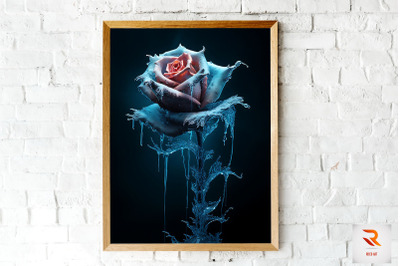 Whimsical Winter Cyan Rose Wall Art