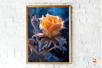 Whimsical Winter Gold Rose Wall Art