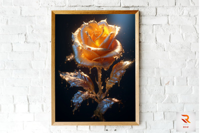 Whimsical Winter Gold Rose Wall Art