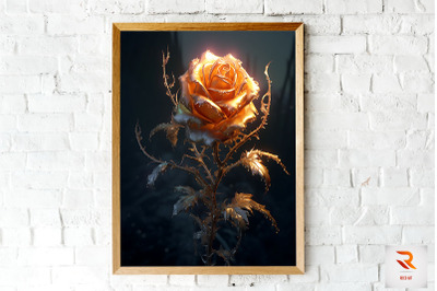 Whimsical Winter Gold Rose Wall Art