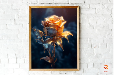 Whimsical Winter Gold Rose Wall Art