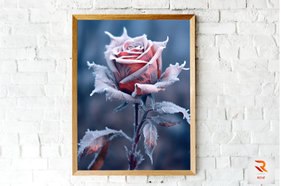 Whimsical Winter Gray Rose Wall Art