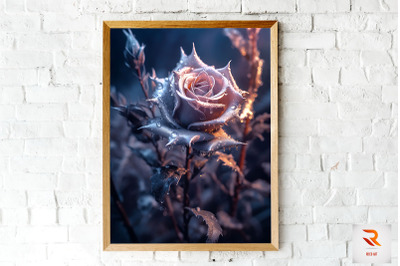 Whimsical Winter Gray Rose Wall Art