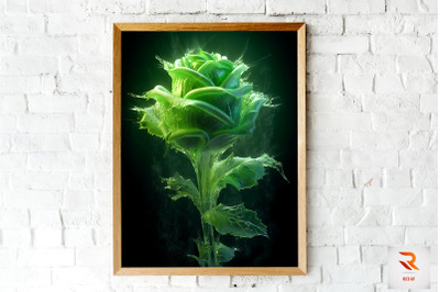 Whimsical Winter Green Rose Wall Art