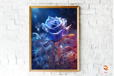 Whimsical Winter Indigo Rose Wall Art