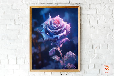 Whimsical Winter Indigo Rose Wall Art