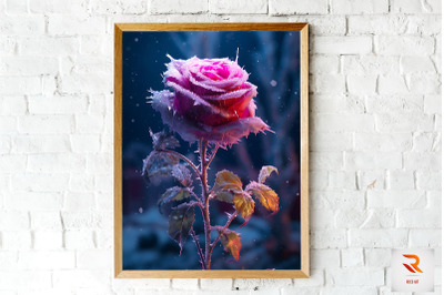 Whimsical Winter Magenta Rose Wall Art