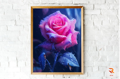 Whimsical Winter Magenta Rose Wall Art