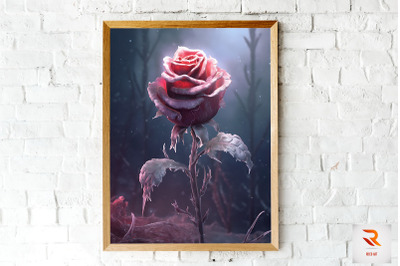 Whimsical Winter Maroon Rose Wall Art