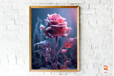 Whimsical Winter Maroon Rose Wall Art