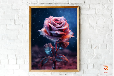 Whimsical Winter Maroon Rose Wall Art