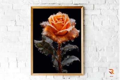 Whimsical Winter Orange Rose Wall Art