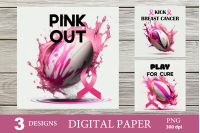 Breast Cancer Digital Paper. Football Clipart PNG