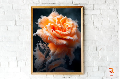 Whimsical Winter Orange Rose Wall Art