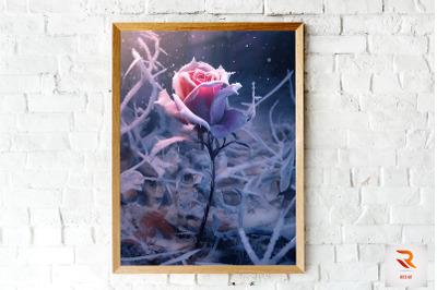 Whimsical Winter Pink Rose Wall Art