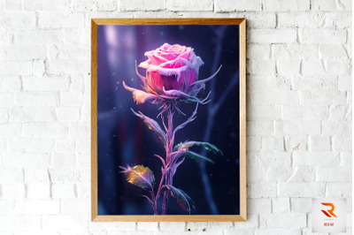 Whimsical Winter Pink Rose Wall Art