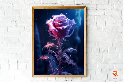 Whimsical Winter Purple Rose Wall Art