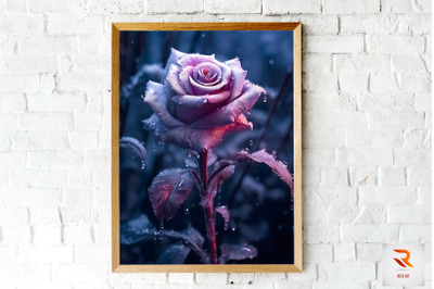 Whimsical Winter Purple Rose Wall Art