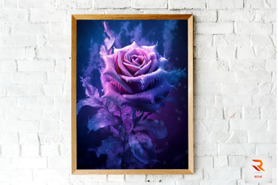 Whimsical Winter Purple Rose Wall Art